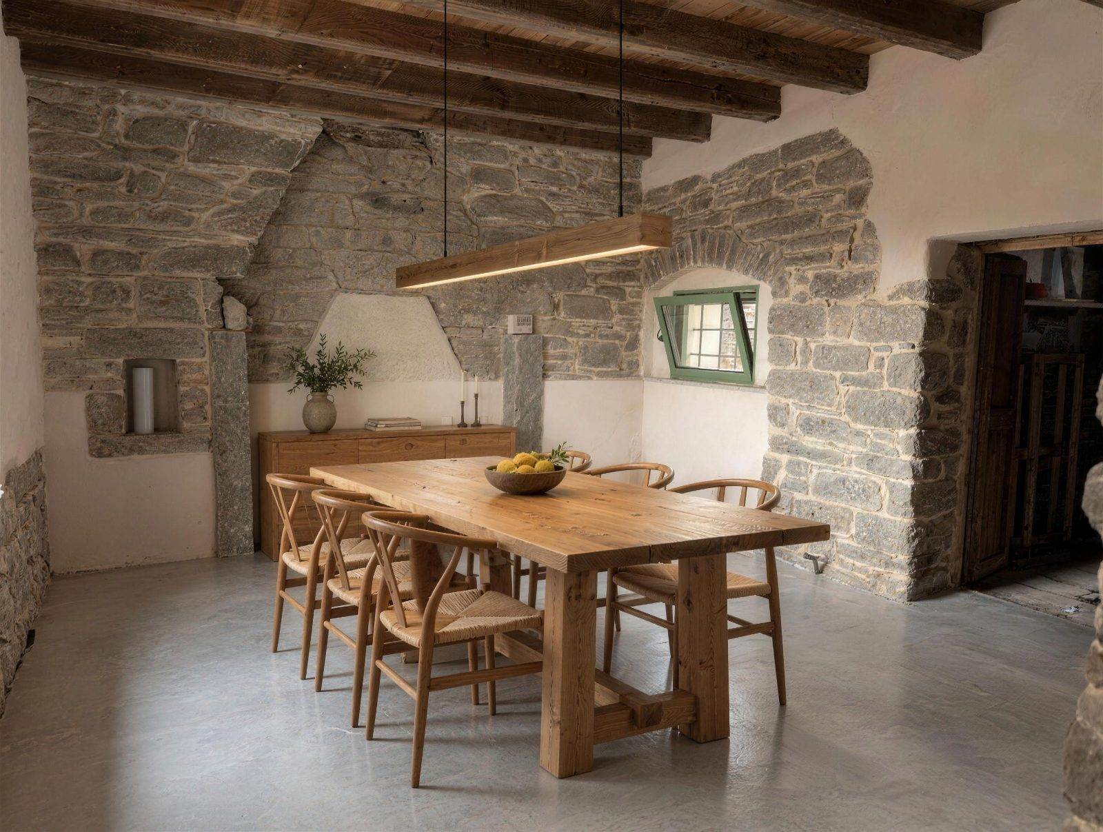 Architop nuvolato Febbio (RE): sala da pranzo e muri in pietra